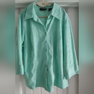 Mint Green Button-Up Blouse
